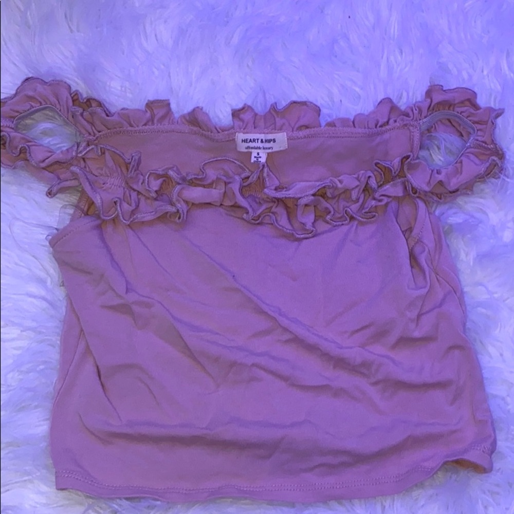 Off-Shoulder Ruffles Pink Crop Top